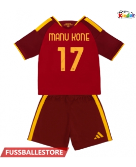 Günstige AS Roma Manu Kone #17 Heimtrikotsatz Kinder 2026-27 Kurzarm (+ Kurze Hosen)